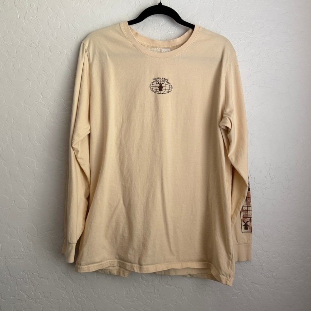 Dutch Bros Men's Coffee Long Sleeve "It's All Good" Shirt Cream XL